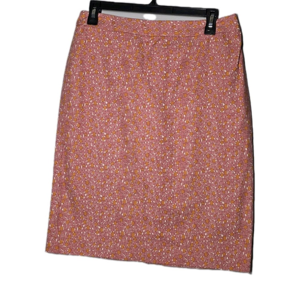 Talbots Pencil Skirt Womens Size 6 Pink & Orange Print Office Casual